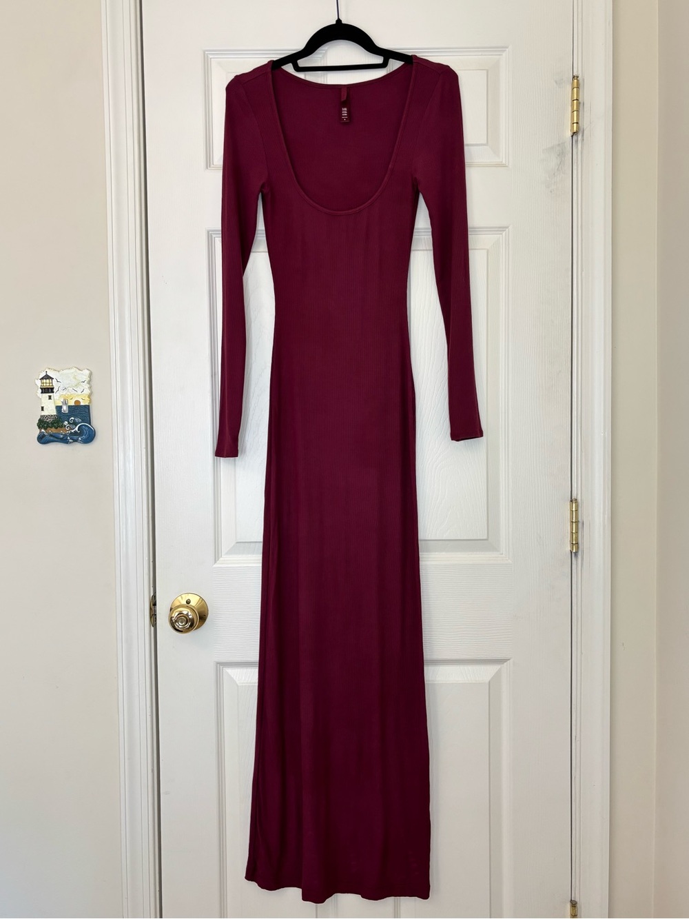 Skims Soft Lounge Ribbed Long Sleeve Floor Length Maxi Dress